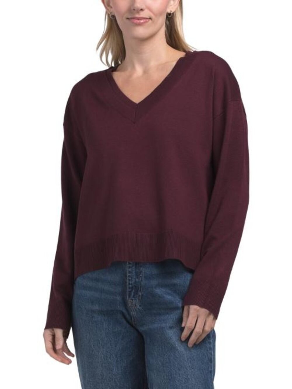 CABLE & GAUGE V-neck Sweater